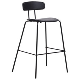 Wyld And Coco Set Of 2 Black Counter-Height Bar Stools With Synthetic Seats And Powder-Coated Iron Legs - thumbnail 4