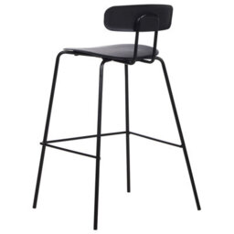 Wyld And Coco Set Of 2 Black Counter-Height Bar Stools With Synthetic Seats And Powder-Coated Iron Legs - thumbnail 5