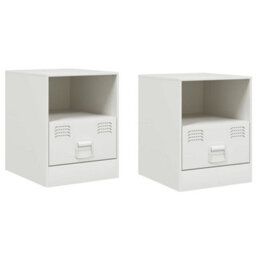Berkfield Bedside Cabinets 2 Pcs White 34.5X39X44 Cm Steel - thumbnail 2