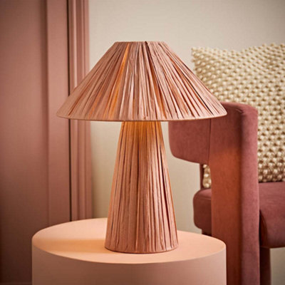 Valuelights Kaiya Pink Woven Paper Tapered Table Lamp - image 1