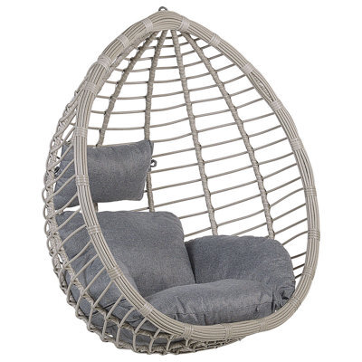 Beliani Hanging Chair Tollo Pe Rattan Grey - image 1