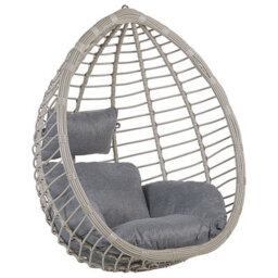 Beliani Hanging Chair Tollo Pe Rattan Grey - thumbnail 1