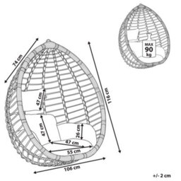 Beliani Hanging Chair Tollo Pe Rattan Grey - thumbnail 3