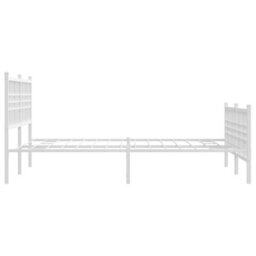 Berkfield Metal Bed Frame Without Mattress With Footboard White 120X200Cm - thumbnail 5
