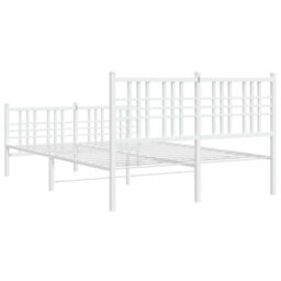 Berkfield Metal Bed Frame Without Mattress With Footboard White 120X200Cm - thumbnail 6