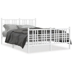 Berkfield Metal Bed Frame Without Mattress With Footboard White 120X200Cm - thumbnail 2