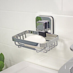 Showerdrape Pushloc Chrome Steel Suction Wall Mounted Soap Basket - thumbnail 2
