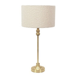 Valuelights Maggie Gold Metal Candlestick Slim Table Lamp With Cream Boucle Drum Lamp Shade And Led Bulb - thumbnail 2