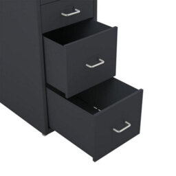 Living And Home Black 109.1Cm H 8 Drawer Metal Movable Office Storage File Cabinet With Wheels - thumbnail 7