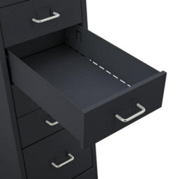 Living And Home Black 109.1Cm H 8 Drawer Metal Movable Office Storage File Cabinet With Wheels - thumbnail 5