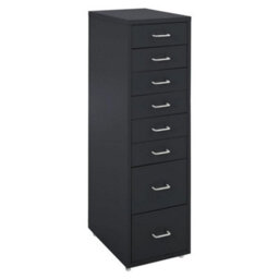 Living And Home Black 109.1Cm H 8 Drawer Metal Movable Office Storage File Cabinet With Wheels - thumbnail 4