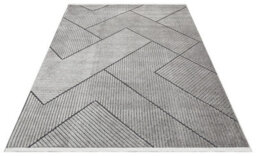 Charcoal Outdoor Rug, Geometric Striped Stain-Resistant Rug For Patio Decks, 3mm Modern Outdoor Area Rug-190Cm X 290Cm - thumbnail 8
