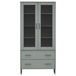 Berkfield Bookcase With Metal Legs Grey 85X35X172.5 Cm Solid Wood Oslo - thumbnail 4
