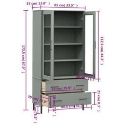 Berkfield Bookcase With Metal Legs Grey 85X35X172.5 Cm Solid Wood Oslo - thumbnail 8