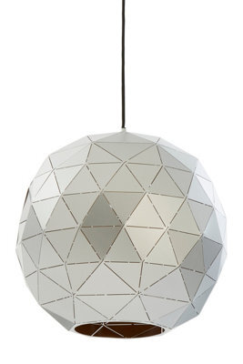 Orsina Small Silver Finish Pendant Light, Geometric Iron Pendant Light With Gold Interior, Black Cord Ceiling Light - image 1