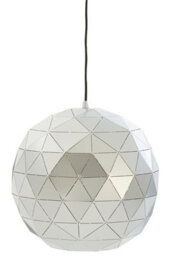 Orsina Small Silver Finish Pendant Light, Geometric Iron Pendant Light With Gold Interior, Black Cord Ceiling Light - thumbnail 2