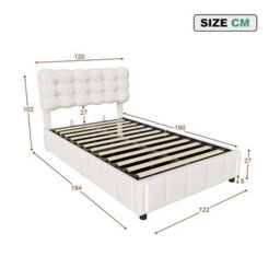4Ft Ottoman Bed Frame 120X190 With Led Lights,velvet Storage Bed Frame - thumbnail 9