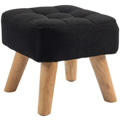 Modern Footstool, Fabric Foot Rest With Rubber Wood Legs - image 1