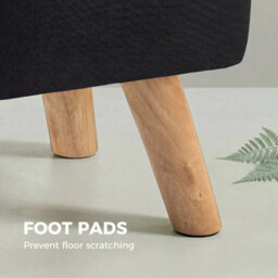 Modern Footstool, Fabric Foot Rest With Rubber Wood Legs - thumbnail 4
