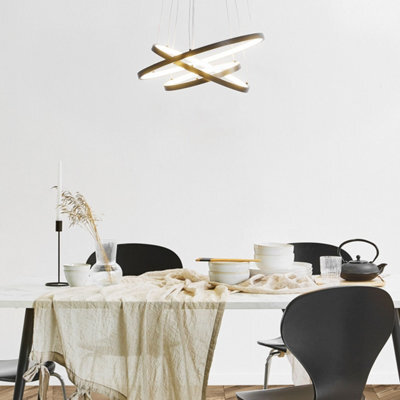 Beliani 3-Ring Matte Black Aluminium Pendant Lamp With Integrated Led, Adjustable Height, 50Cm Diameter - image 1