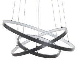 Beliani 3-Ring Matte Black Aluminium Pendant Lamp With Integrated Led, Adjustable Height, 50Cm Diameter - thumbnail 3