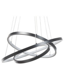 Beliani 3-Ring Matte Black Aluminium Pendant Lamp With Integrated Led, Adjustable Height, 50Cm Diameter - thumbnail 2