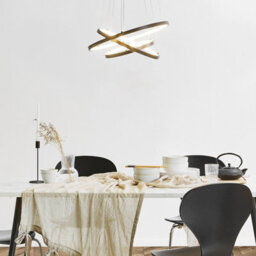 Beliani 3-Ring Matte Black Aluminium Pendant Lamp With Integrated Led, Adjustable Height, 50Cm Diameter - thumbnail 1