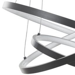 Beliani 3-Ring Matte Black Aluminium Pendant Lamp With Integrated Led, Adjustable Height, 50Cm Diameter - thumbnail 6
