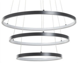 Beliani 3-Ring Matte Black Aluminium Pendant Lamp With Integrated Led, Adjustable Height, 50Cm Diameter - thumbnail 4
