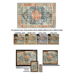 Decoranddecor Rug, Washable Rugs, Bedroom Kitchen Rugs, 80X150Cm, Non-Slip, Pet Friendly, Low Pile, Persian Rug - Avenza - thumbnail 5