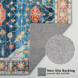 Decoranddecor Rug, Washable Rugs, Bedroom Kitchen Rugs, 80X150Cm, Non-Slip, Pet Friendly, Low Pile, Persian Rug - Avenza - thumbnail 2