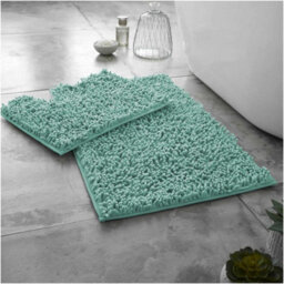 Gc Gaveno Cavailia Infinity Loop Extra Large 2 Piece Bath Mat Set Duck Egg Super Absorbent Non Slip Shower Mat - thumbnail 1