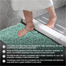 Gc Gaveno Cavailia Infinity Loop Extra Large 2 Piece Bath Mat Set Duck Egg Super Absorbent Non Slip Shower Mat - thumbnail 5