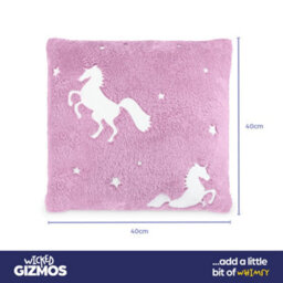 Wicked Gizmos Glow In The Dark Cushion Pink Super Soft Plush Fleece Pillow With Unicorn Print For Bed Sofa Couch And Bedroom Comfort - thumbnail 4