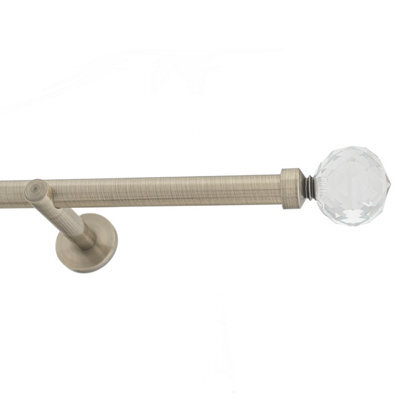 Toolty Antique Brass Metal Curtain Pole 19mm With Finials Rod Modern Brackets Beluna 350Cm