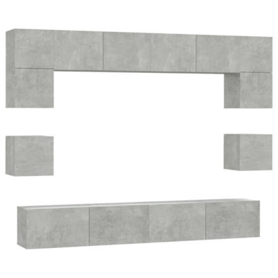 Berkfield Classic 8 Piece Tv Cabinet Set Concrete Grey Engineered Wood - image 1