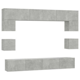Berkfield Classic 8 Piece Tv Cabinet Set Concrete Grey Engineered Wood - thumbnail 1
