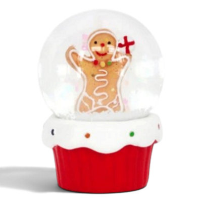 Gisela Graham Christmas Gingerbread Man Miniature Snow Globe, 6.5 X 4 Cm, Red Base