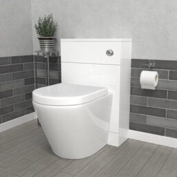 Nes Home Modern 500mm Back To Wall Rimless Toilet With Wc Unit Gloss White