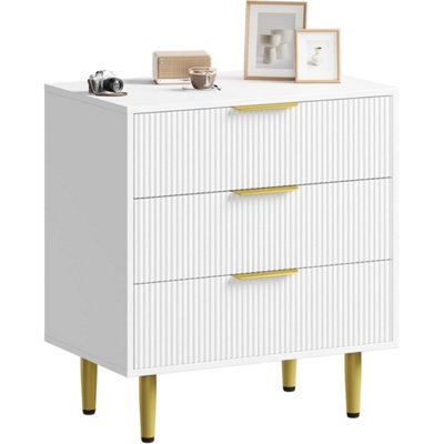White 3 Drawer Modern Bedside Cabinet Bedroom Storage Nightstand - image 1