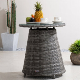 Abrihome Sturdy Aluminium Bistro Table With 5mm Toughened Glass Top, Grey - thumbnail 9