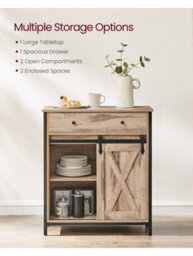 Songmics Storage Cabinet, Sideboard And Tv Cabinet, Freestanding Floor Cabinet With 1 Drawer And Sliding Barn Door - thumbnail 2