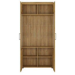 Wyld Haus Larkwood Tall Wide 2-Door Glazed Grandson Oak Display Cabinet - thumbnail 4