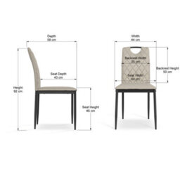 More4Homes Set Of 4 Monza Fabric Dining Chair Modern Padded Seat Metal Legs Kitchen (Beige) - thumbnail 7