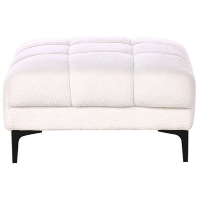 Wyld And Coco Luxe Living White Bouclé Ottoman 80 X 88 X 41 Cm - Tufted Footstool, Sofa End For Living Room - image 1