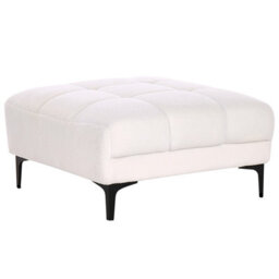 Wyld And Coco Luxe Living White Bouclé Ottoman 80 X 88 X 41 Cm - Tufted Footstool, Sofa End For Living Room - thumbnail 4