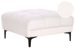 Wyld And Coco Luxe Living White Bouclé Ottoman 80 X 88 X 41 Cm - Tufted Footstool, Sofa End For Living Room - thumbnail 3