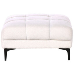 Wyld And Coco Luxe Living White Bouclé Ottoman 80 X 88 X 41 Cm - Tufted Footstool, Sofa End For Living Room - thumbnail 1