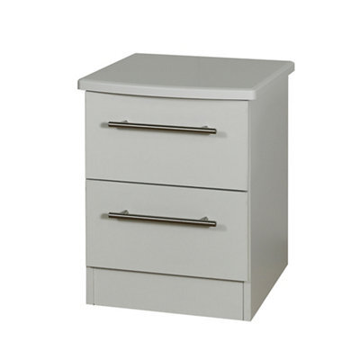 Bergamo Ready Assembled Matt Grey No Effect 2 Drawer Bedside Table (H)505mm (W)395mm (D)415mm - image 1