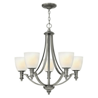 Elegant 5 Bulb Chandelier Pendant Light In Antique Nickel Finish